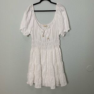 Liberty Love White Tiered Mini Dress Juniors XXL Boho Beachy Coastal Western